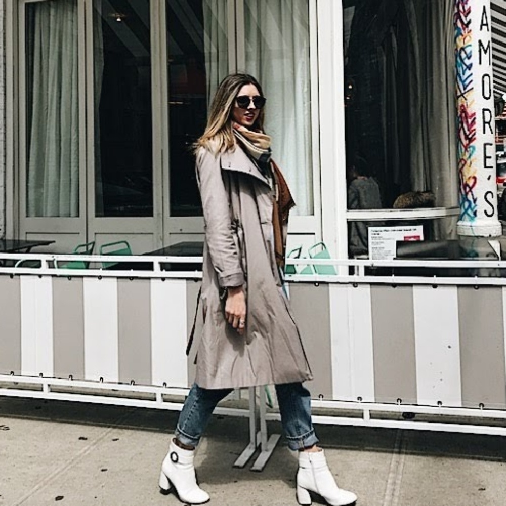 IVANKA TRUMP Gray/Ivory Classy Trench Coat, S